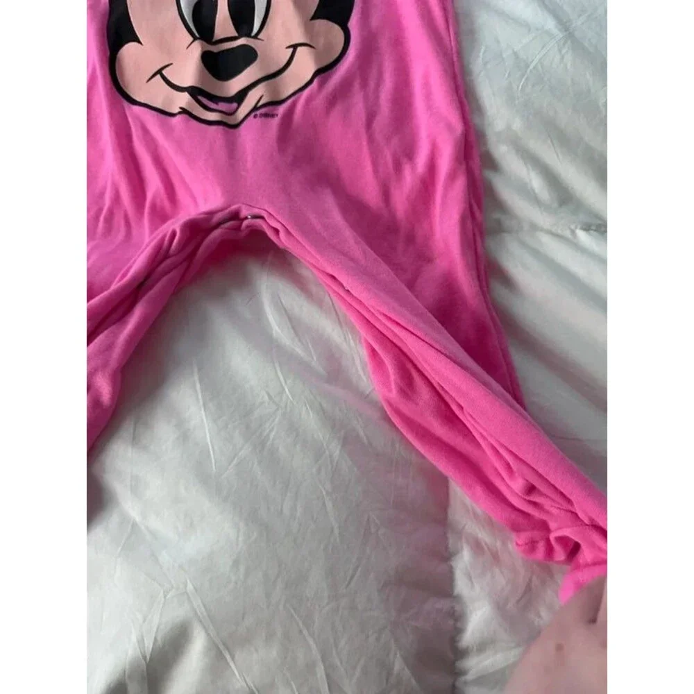 VTG 80s 90s Disney Babies Minnie Mouse Pink Hooded Footie Sleeper 18 Months